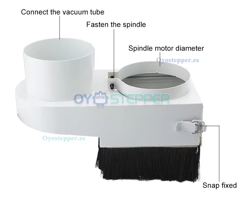 Campana de aspiraci&oacute;n de polvo para husillo CNC de 65mm/80mm/100mm/120mm